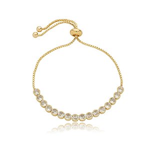 Pulseira gravatinha cristais ouro semijoia