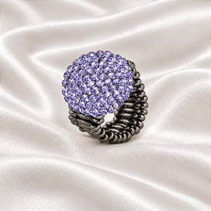 Anel Ajustável Leticia Sarabia com Cristais Lavanda Tanzanite