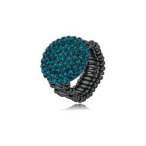 Anel ajustável Leticia Sarabia redondo cristal blue zircon grafite