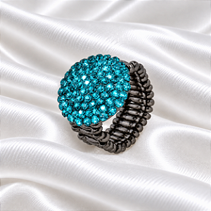 Anel Ajustável Leticia Sarabia Cristais Turquesa Blue Zircon