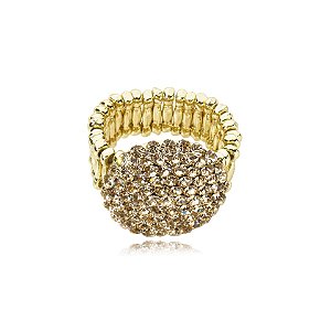 Anel ajustável Leticia Sarabia redondo cristal pêssego light peach dourado
