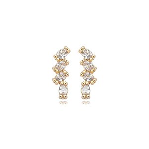 Brinco ear cuff zircônia ouro semijoia