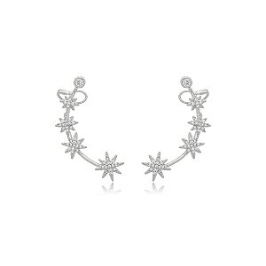 Brinco ear cuff estrelas zircônia ródio semijoia 22k06012