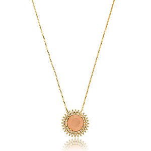 Colar zircônia cristal fusion morganita ouro semijoia