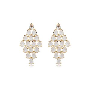 Brinco losango cristais ouro semijoia 22a05031
