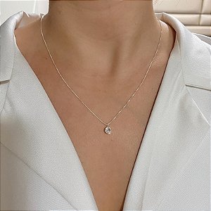 Colar ponto de luz zircônia prata 925