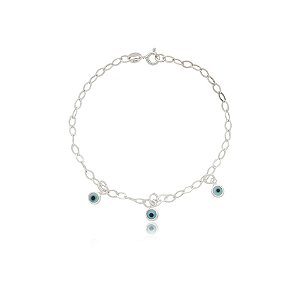 Pulseira penduricalhos olho grego prata 925