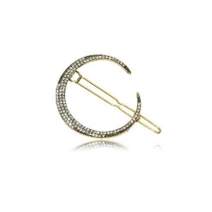 Presilha lua cristais dourado envelhecido