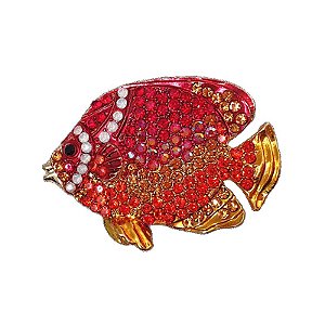 Broche magnético peixe cristais laranja