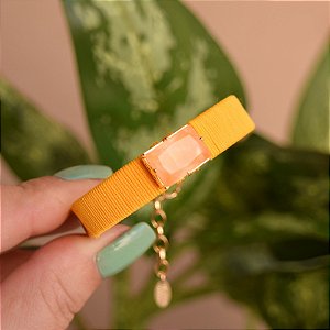 Bracelete Mariana Amaral cristal fusion laranja ouro semijoia