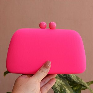 Clutch tecido rosa neon