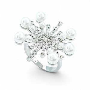 Anel pérolas zircônias ródio semijoia TZ-220415
