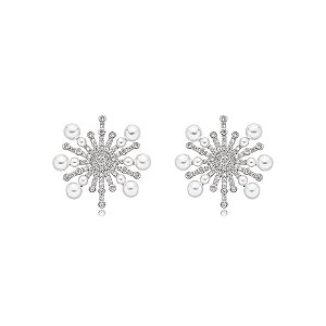Brinco pérolas zircônias ródio semijoia TZ-220415
