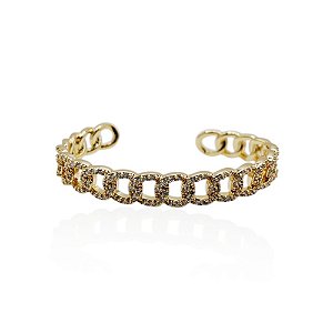 Bracelete elos corrente zircônia ouro semijoia S1245