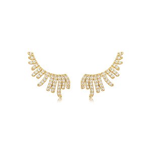 Brinco ear cuff asas zircônia ouro semijoia