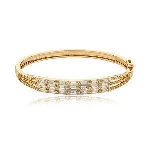 Bracelete zircônias cristais ouro semijoia PU 922