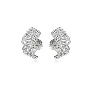Brinco ear cuff aros  zircônias ródio semijoia BA 4934