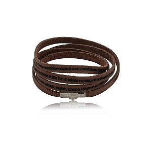 Pulseira Fernanda Villela couro mocha mousse oração do Médico