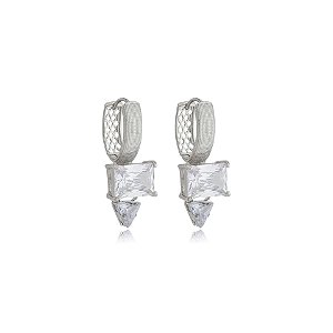 Brinco Nino Bran argolinha v zircônia ródio semijoia