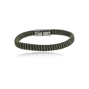 Pulseira masculina Leka fio encerado verde com preto