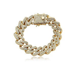 Pulseira corrente zircônia ouro semijoia HY 163