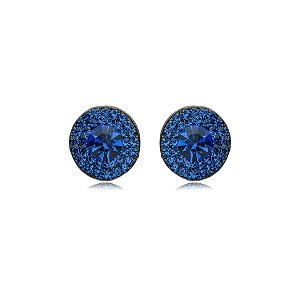 Brinco oval Leticia Sarabia cristal azul royal sapphire 4828