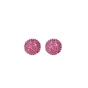 Brinco botão p Leticia Sarabia cristal pink fúcsia 6274