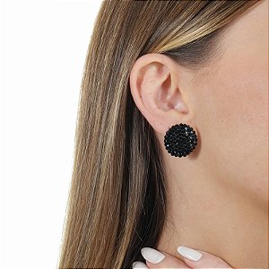 Brinco botão g Leticia Sarabia cristal preto jet 3901