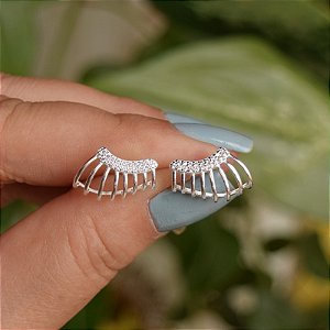 Brinco ear cuff aros zircônia prata 925 5230305