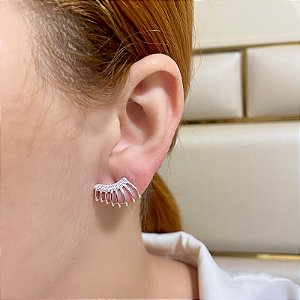 Brinco ear cuff aros zircônia prata 925 5230305