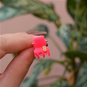 Piranha de cabelo mini Bianca acrílico rosa neon 05 156