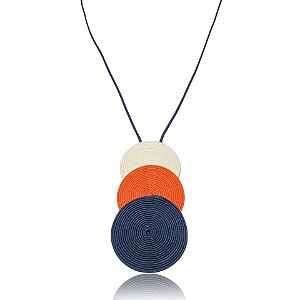 Colar Design Natural mandala fios de algodão tricolor CO 1434