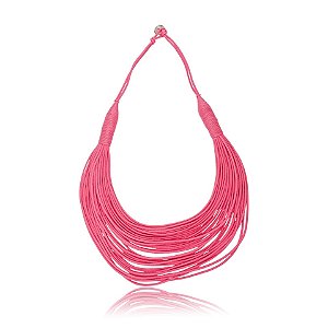 Colar Design Natural fios de algodão rosa pink CO 1341