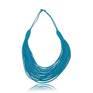 Colar Design Natural fios de algodão azul turquesa CO 1341