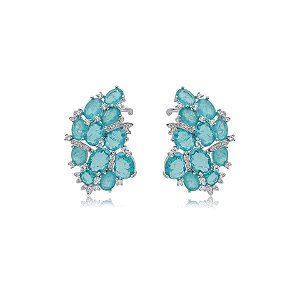 Brinco ear cuff Elaine Palma cristal fusion turmalina ródio semijoia
