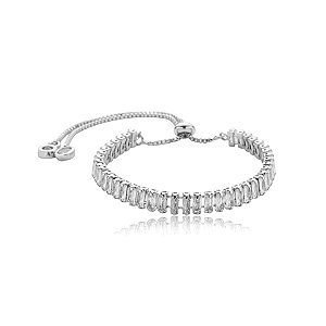Pulseira riviera gravatinha zircônia baguete ródio semijoia SL-220517