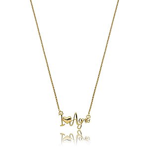 Colar I love agro ouro semijoia