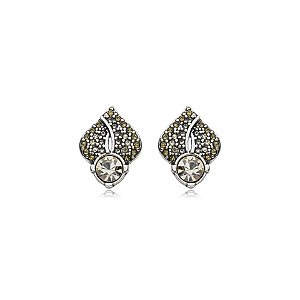 Brinco Estela Geromini strass cristais honey prata