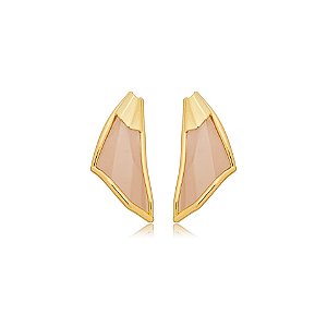 Brinco Palone Design origami resina marrom mocha mousse