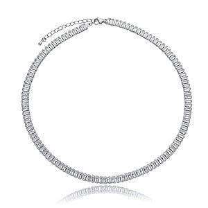Colar curto zircônia baguete ródio semijoia XL-220516