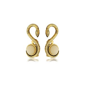 Brinco pressão Rosana Bernardes serpente pedra bege