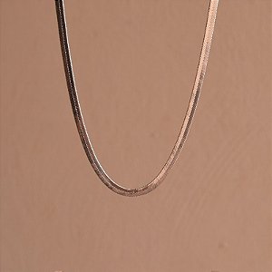 Colar choker malha metal ródio semijoia