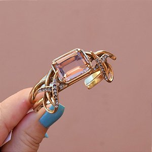 Bracelete Claudia Arbex cristal bege ouro vintage