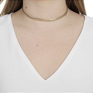 Colar choker malha ouro semijoia