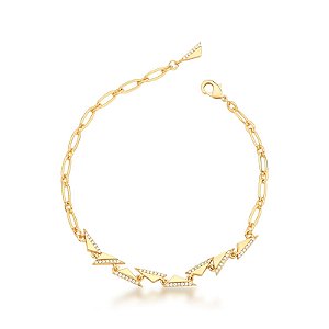 Pulseira triângulos zircônia ouro semijoia