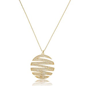 Colar corrente zircônia ouro semijoia