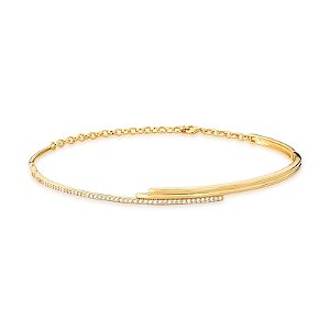 Colar aro 3 fileiras zircônia ouro semijoia