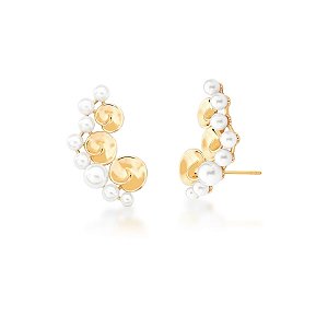 Brinco ear cuff pérolas ouro semijoia