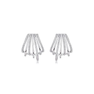 Brinco ear hook 7 aros zircônia ródio semijoia E200166