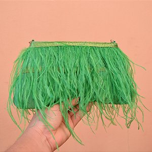 Bolsa tecido plumas verde JX-2013